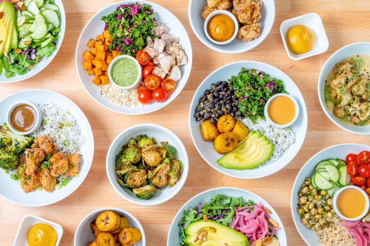 A selection of salad bowls from Kitava in San Francisco