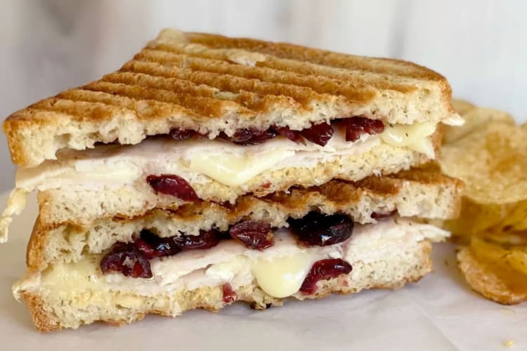 A turkey, brie and cranberry gluten-free sandwich
