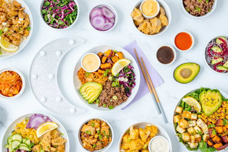 A selection of salad bowls