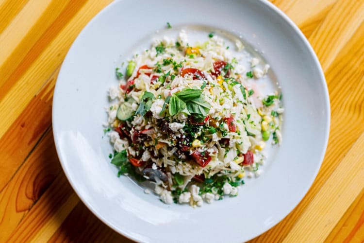 Aerial shot of a salad from Grassroots Kitchen & Tap
