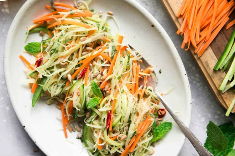 this green papaya salad is a bright easy gluten free appetizer