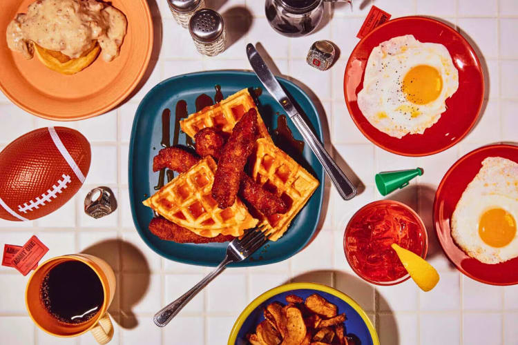 Variety of foods and decorative items from HangOverEasy, a diner in Columbus