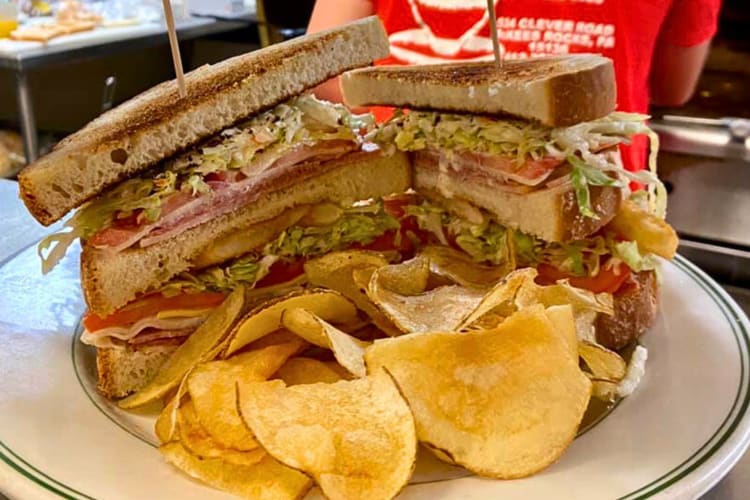 Sandwich and chips from Hanlon’s Café 