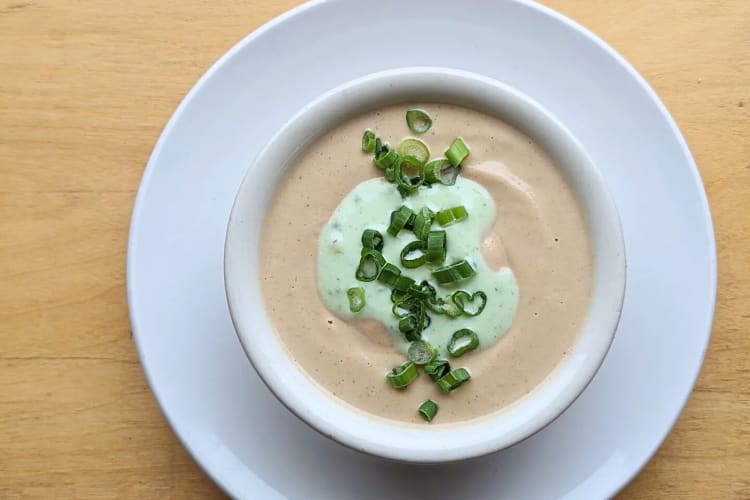 Aerial view of a soup from Happy Gillis Café & Hangout, a diner in Kansas City