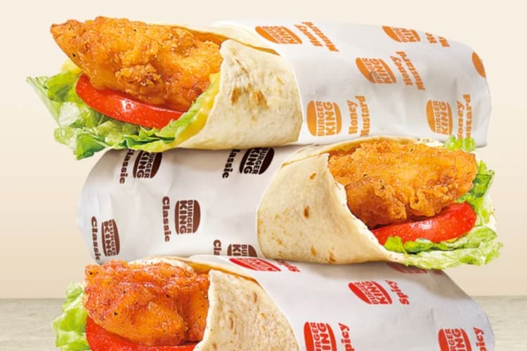 A spicy chicken wrap is one of the healthiest items at Burger King