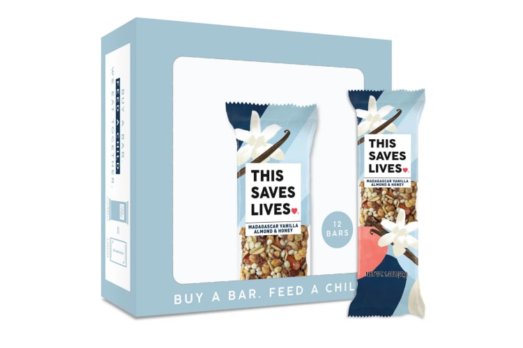 Packaging for This Saves Lives Bar in Madagascar Vanilla, Almond and Honey 