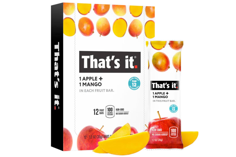 Packaging for That’s It. Apple and Mango Fruit Bar and fresh mango slices