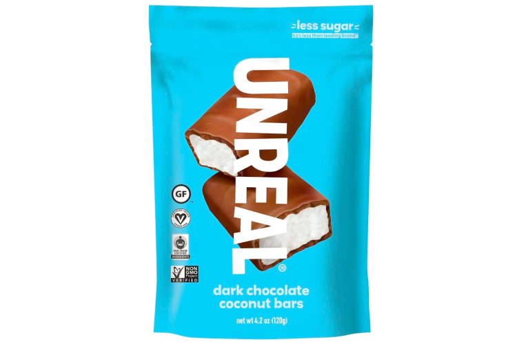 Unreal Dark Chocolate Coconut Bars are one of the healthiest candy.
