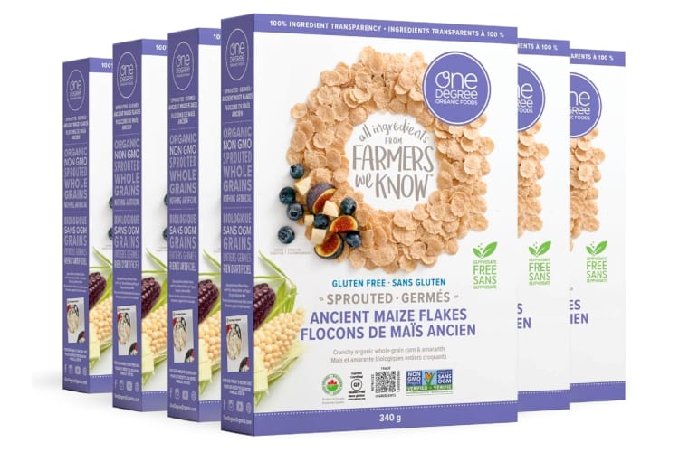 White and lilac boxes of cereal