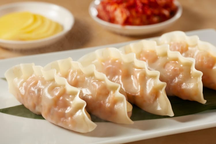 Steamed potstickers or dumplings can be stuffed with meat and vegetables