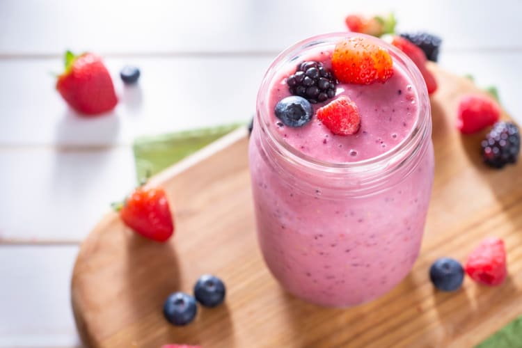 Glass of berry smoothie for healthy drink