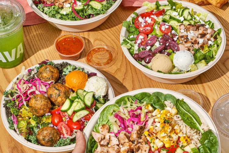 A selection of salad bowls