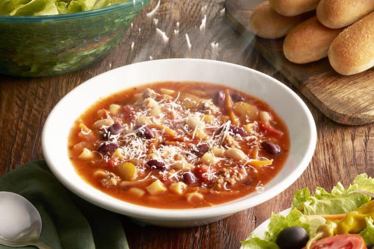 A top pick for the healthiest item at Olive Garden is Pasta Fagioli Soup