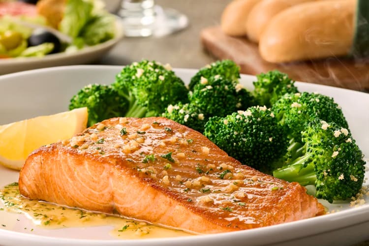 Herb-grilled salmon is one of the healthiest items at Olive Garden
