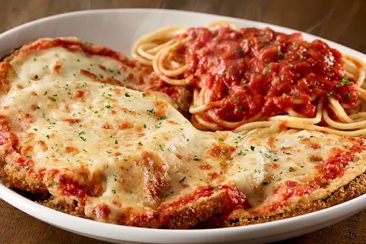 Eggplant Parmigiana with spaghetti