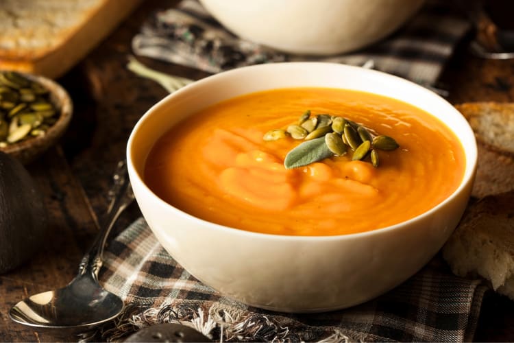 The squash soup is one of the healthiest items at Panera Bread that is seasonal