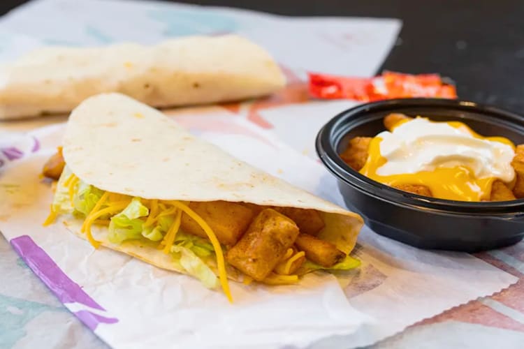 Spicy Potato Tacos are one of the healthiest items at Taco bell for vegetarians