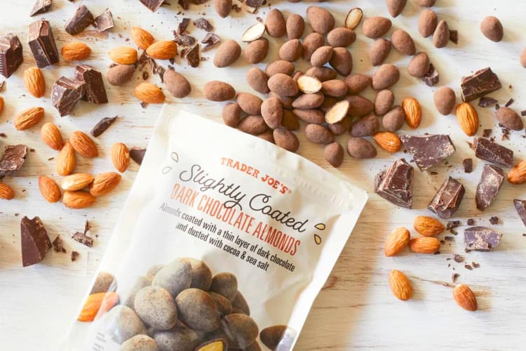 Chocolate-coated almonds are one of the healthiest snacks at Trader Joe's