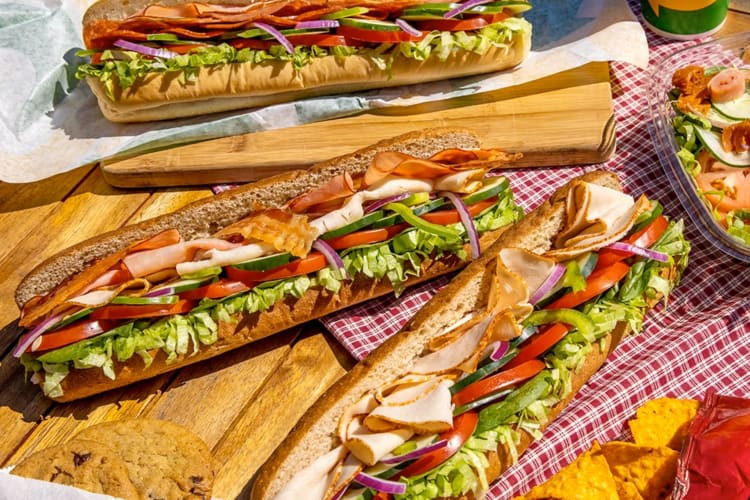 Multigrain bread subs with various fillings