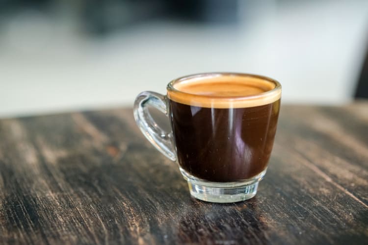 Glass cup of coffee