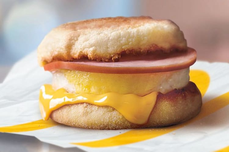 A McDonald's Egg McMuffin with Canadian bacon and American cheese