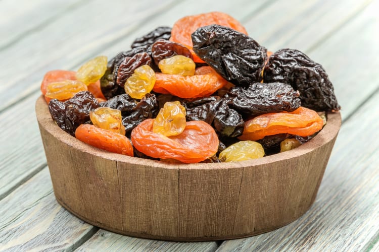 A bowl of dried fruit