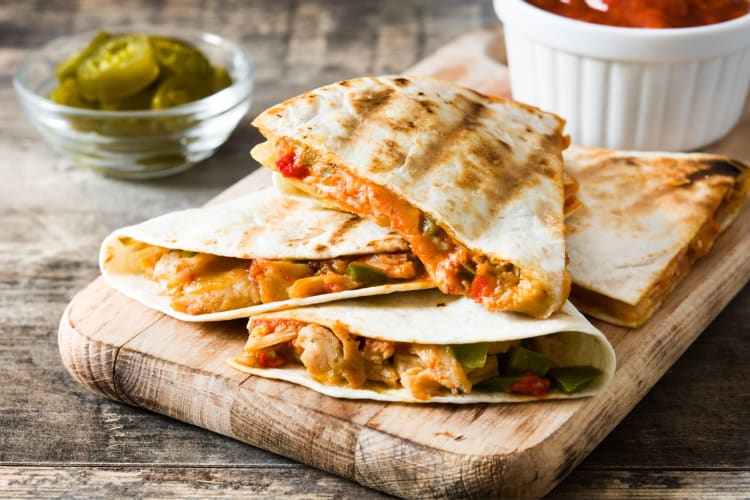 A plate with quesadillas 