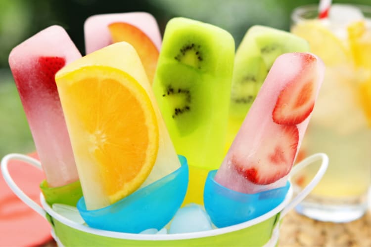 Homemade fruit popsicles are a healthy snack for kids