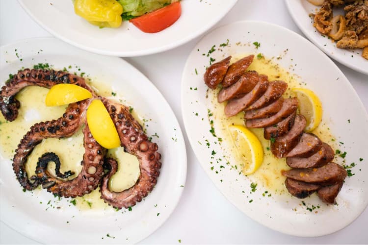 Hellas Restaurant & Bakery Tampa restaurant octopus and Greek sausage