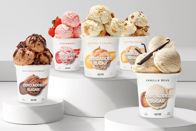 A selection of Keto Pint ice cream tubs