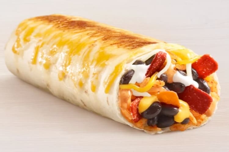 A Black Bean Grilled Cheese Burrito from Taco Bell