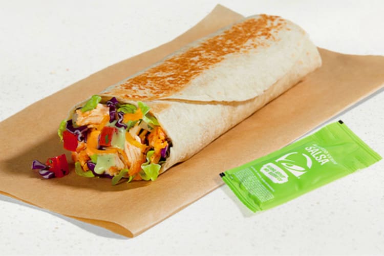 The Cantina Chicken Burrito is a high-protein Taco Bell item
