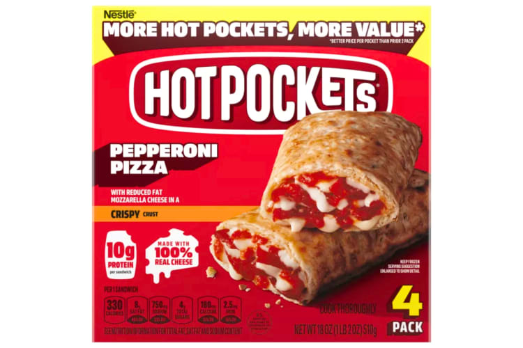 A box of Pepperoni Pizza Hot Pockets