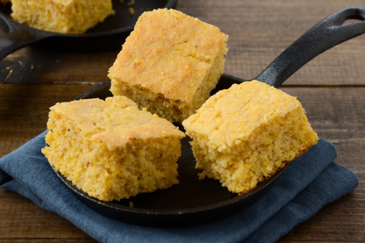 Cornbread in a cast iron pan