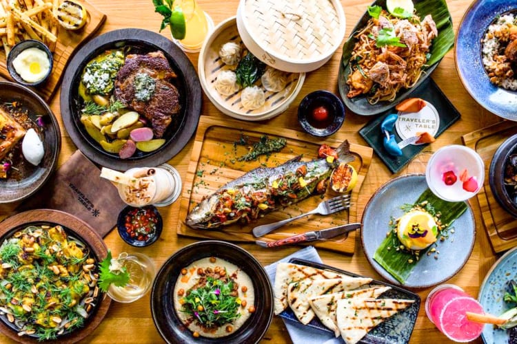 A selection of dishes on a table