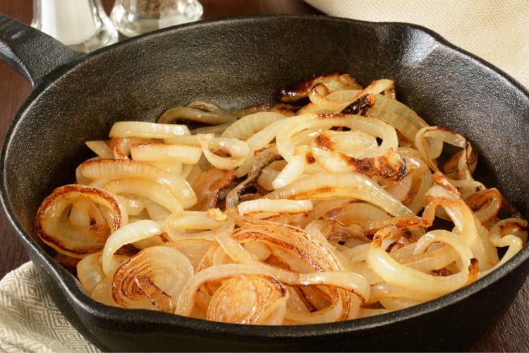 Onions cooking in a skillet
