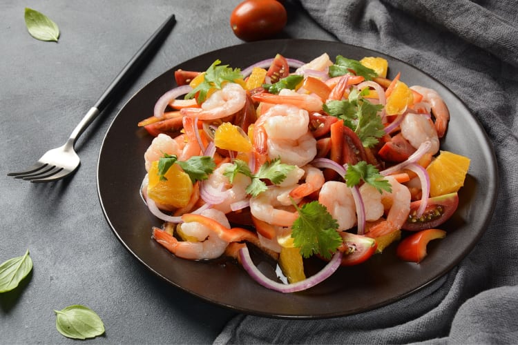 Prawn ceviche in a bowl