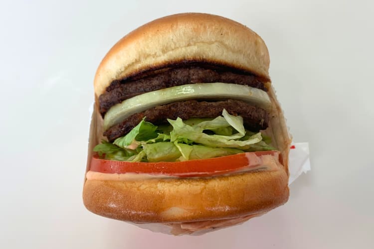 A burger with two patties