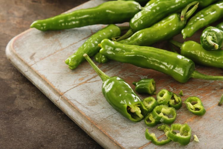 Whole and chopped green chiles 