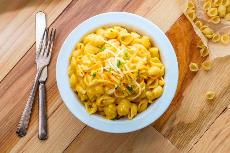 A plate of pasta shells and cheese