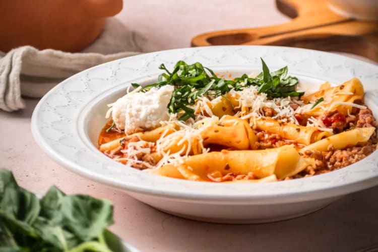A bowl of lasagna soup