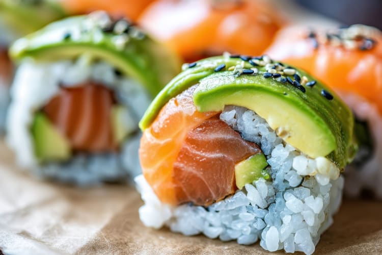 A salmon and avocado roll
