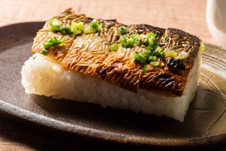 A plate of mackerel nigiri