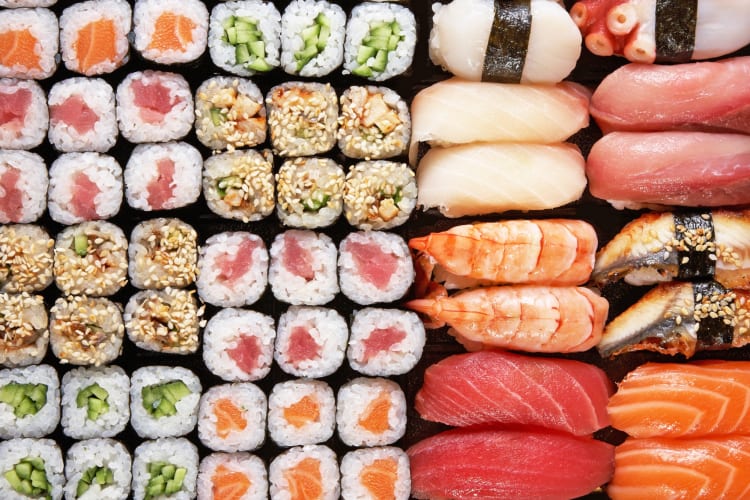 A selection of different types of sushi