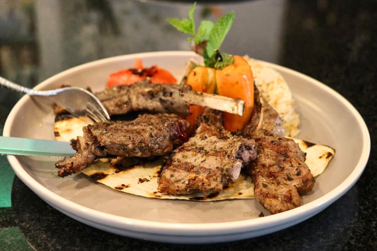 Lamb chops with vegetables from Istanbul Grill, a Fort Worth restaurant