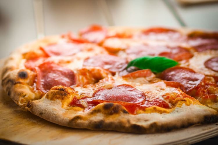 A pepperoni pizza from an Italian restaurant in Toronto.