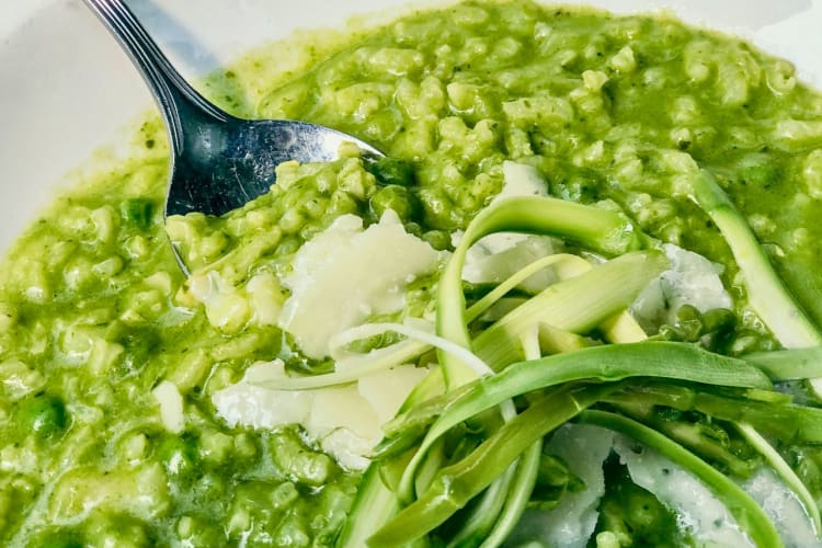 The green risotto is also a great vegetarian or vegan option at an Italian restaurant in Toronto.