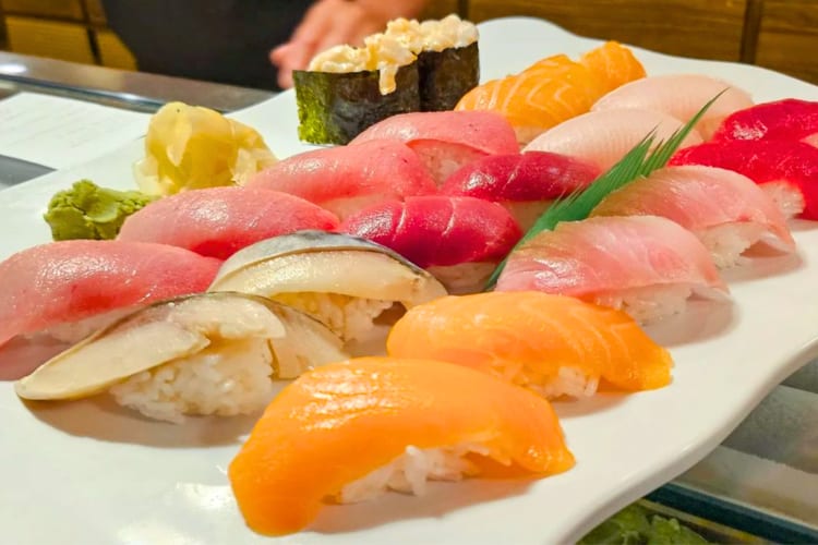 A selection of fish nigiri