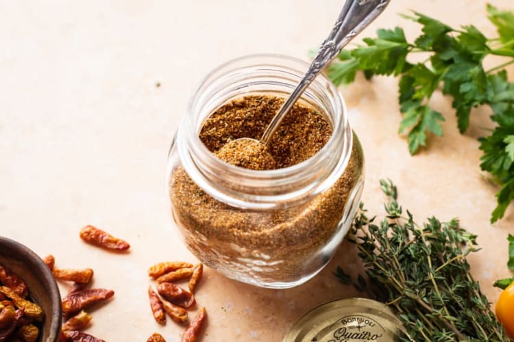 Jerk chicken dry spice rub in a jar