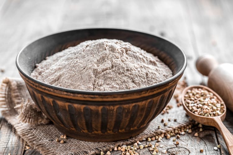 bowl of buckwheat flour